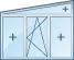 Трапециевидное трёхстворчатое окно с фрамугой и одной поворотно-откидной створкой